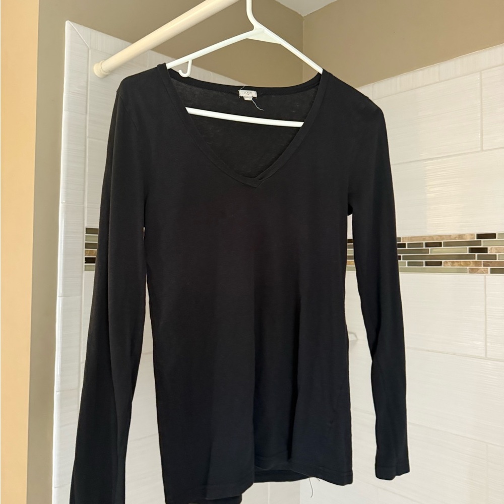 J. Crew Classic Black V-Neck Blouse